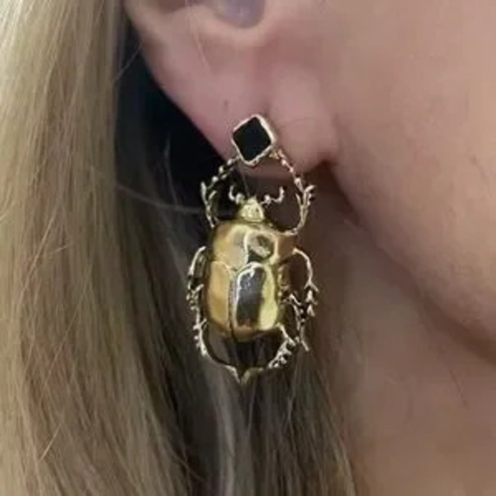 Zara Beetle Insect Earrings C Retro Trendy Statement